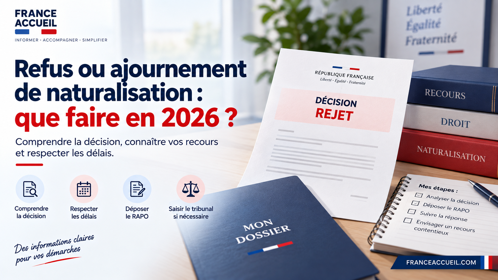 Refus naturalisation 2026 : recours obligatoire et modèle