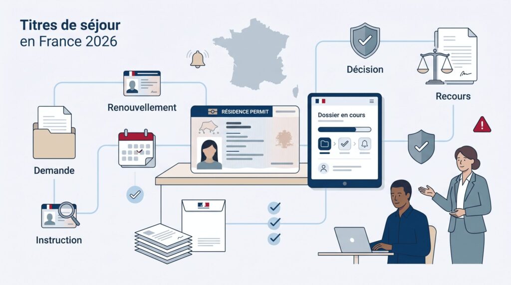 Titres de séjour en France 2026 : cartes, renouvellement, ANEF, refus et droits