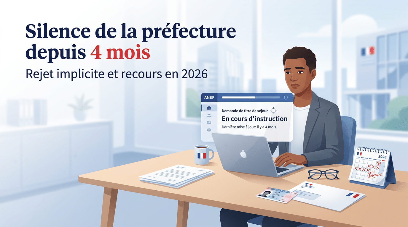 Silence de la préfecture depuis 4 mois : rejet implicite et recours en 2026