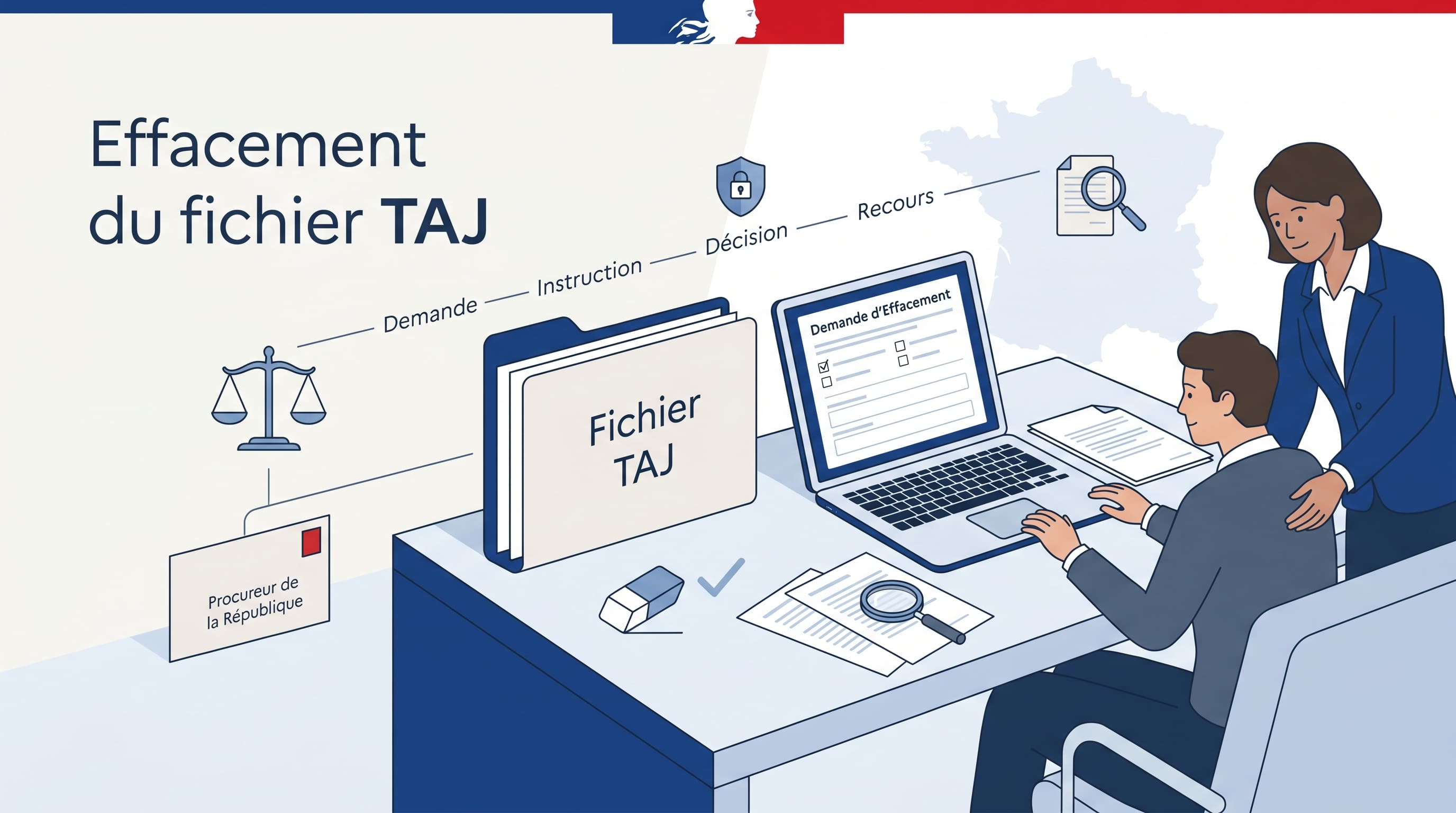 Effacement du fichier TAJ en 2026 : procédure, délais, recours et conséquences