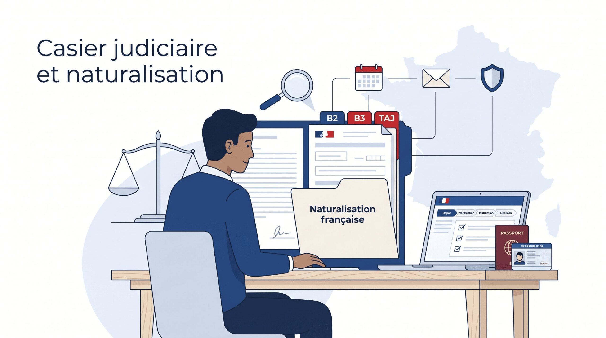 Casier judiciaire et naturalisation française : B2, B3, TAJ, enquête et recours