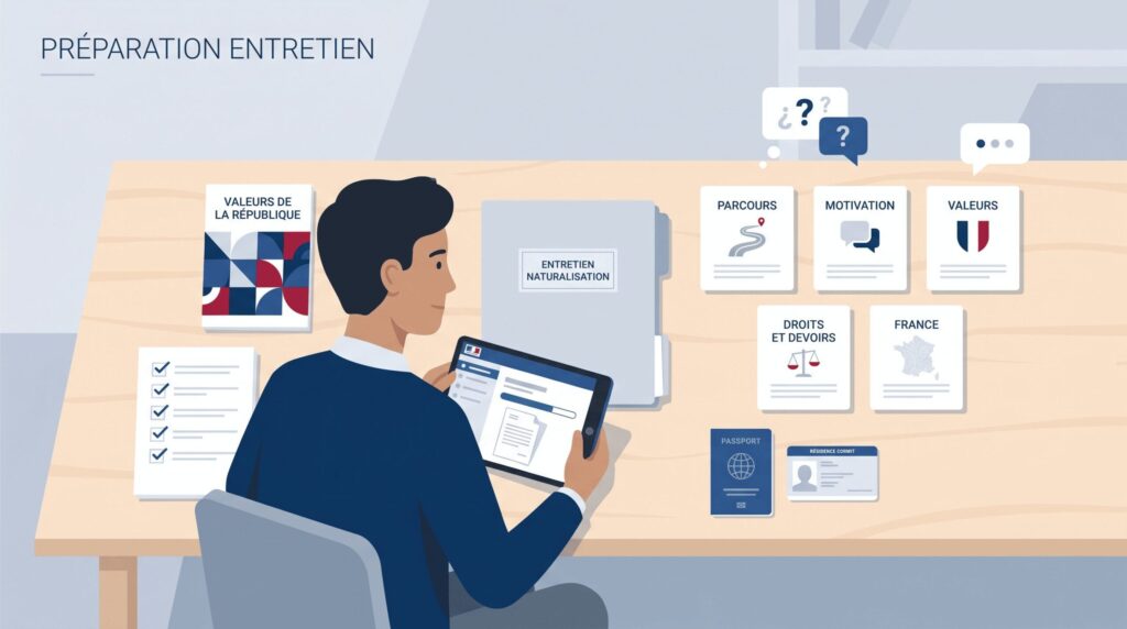 Entretien de naturalisation 2026 : questions, préparation, erreurs et refus