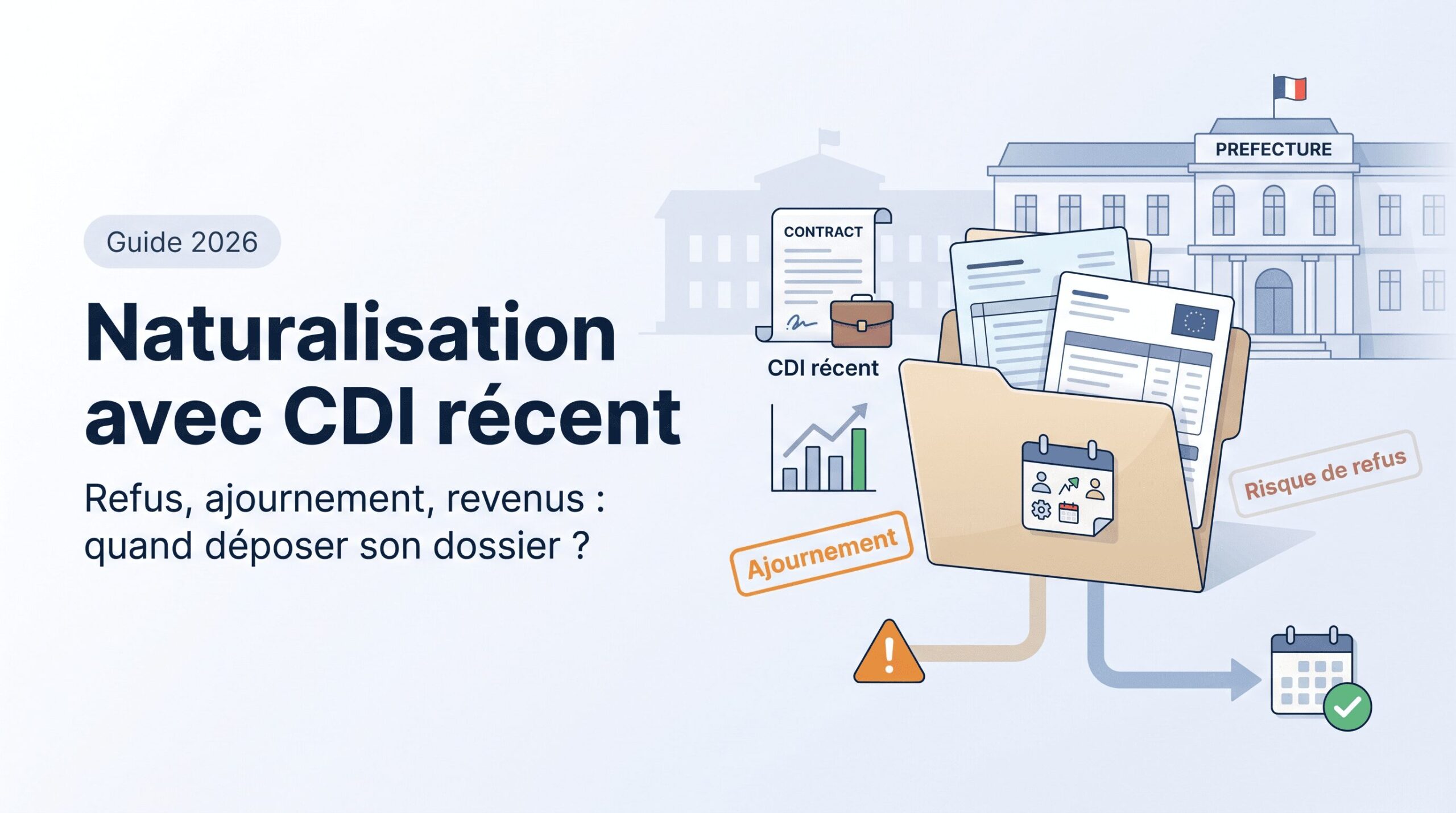 Naturalisation et CDI récent : refus, ajournement, revenus et stratégie de dépôt