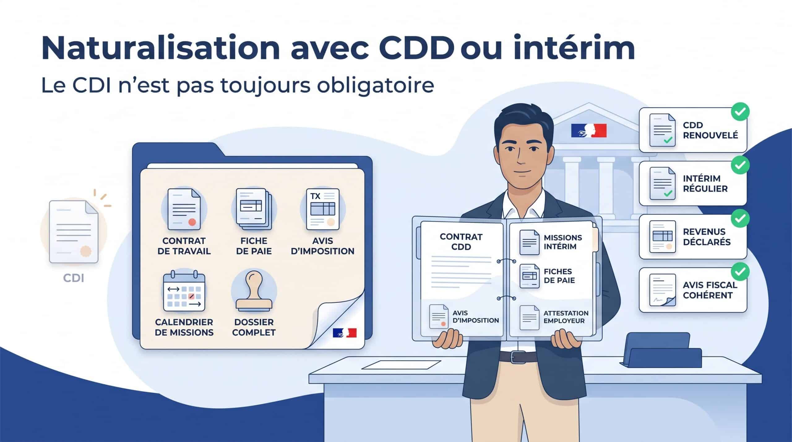 Naturalisation CDD intérim : refus, ajournement, revenus et solutions