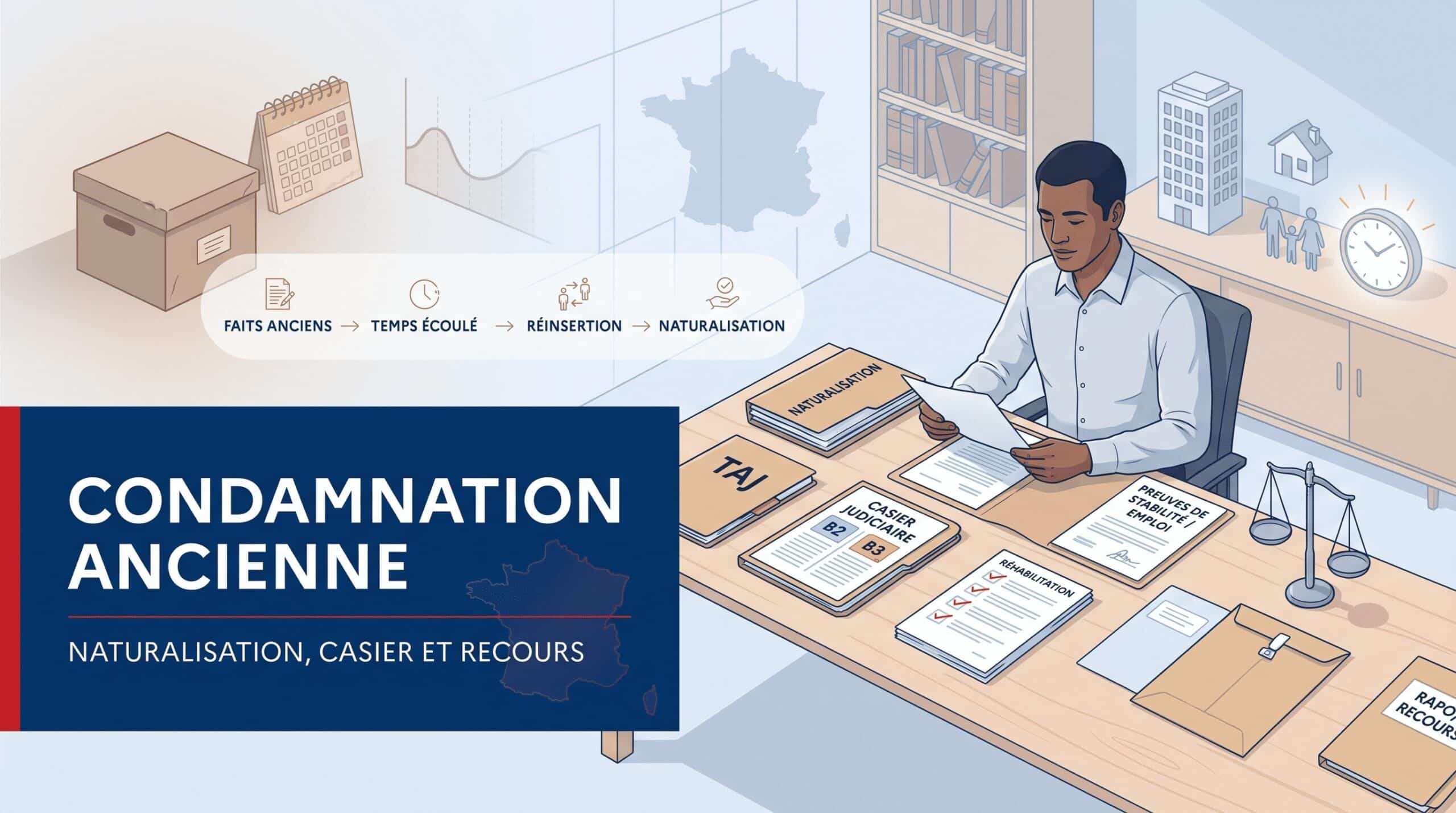 Naturalisation et condamnation ancienne : casier judiciaire, TAJ, enquête, refus et recours