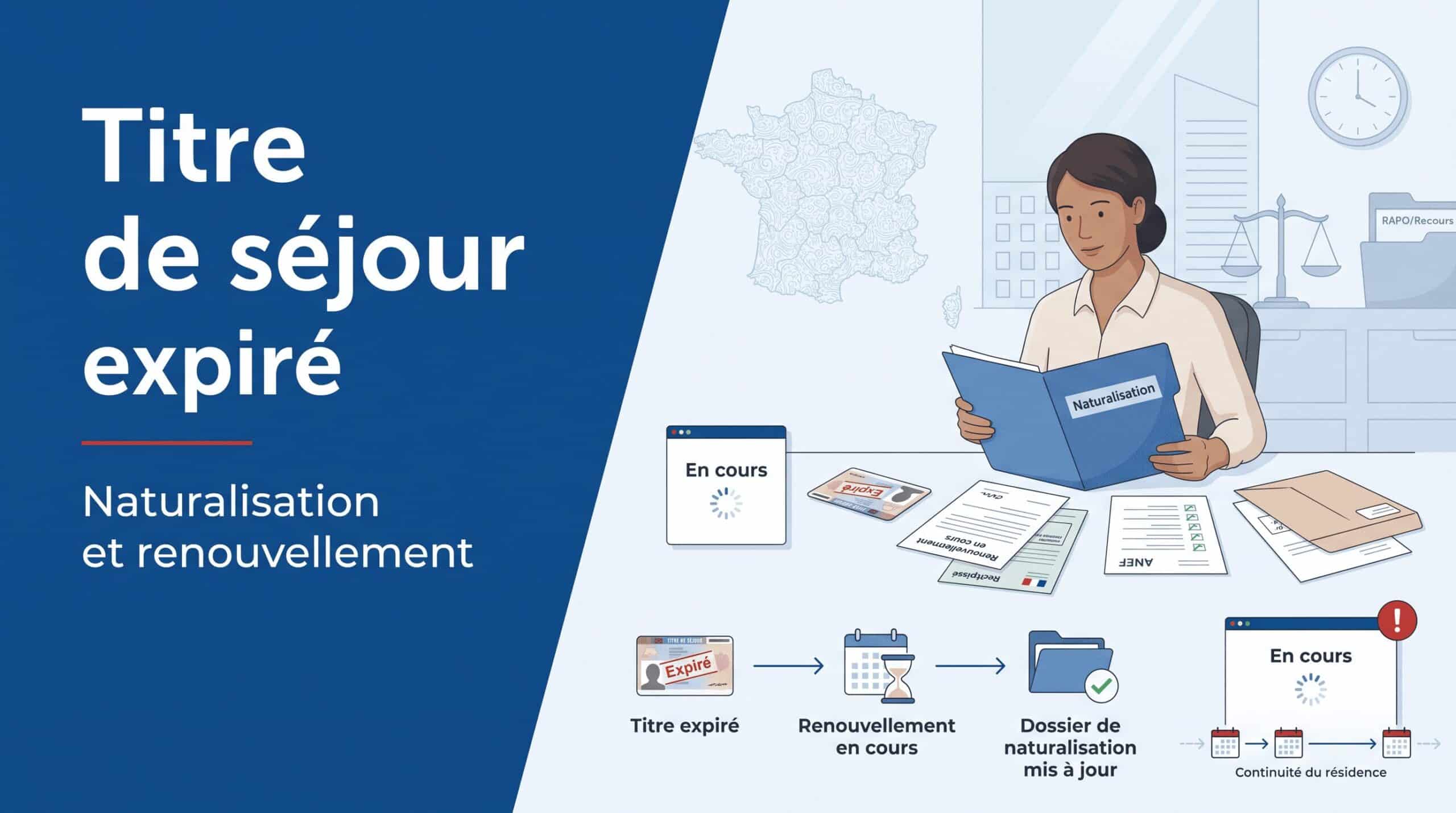 Naturalisation et titre de séjour expiré ou renouvellement en cours : risques, dossier et recours