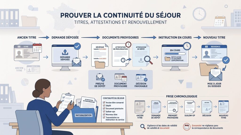 Naturalisation titre de séjour expiré ou renouvellement en cours : risques, dossier et recours