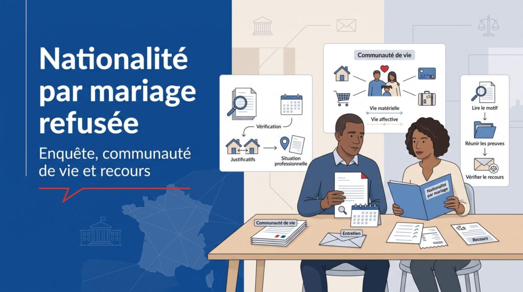 Naturalisation par mariage refusée : causes, enquête, communauté de vie et recours 2026