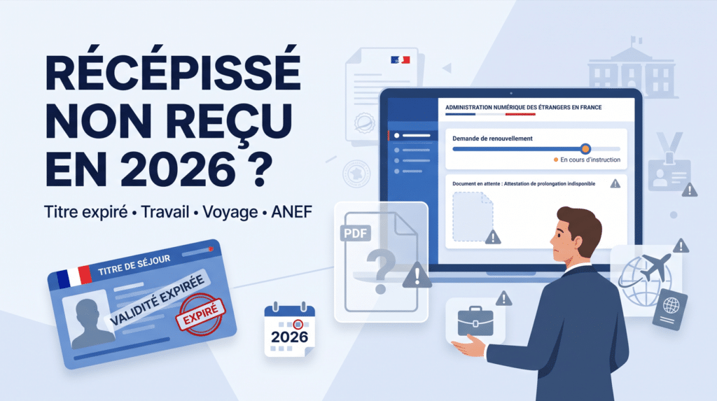 Récépissé non reçu en 2026 : titre expiré, travail, voyage et ANEF
