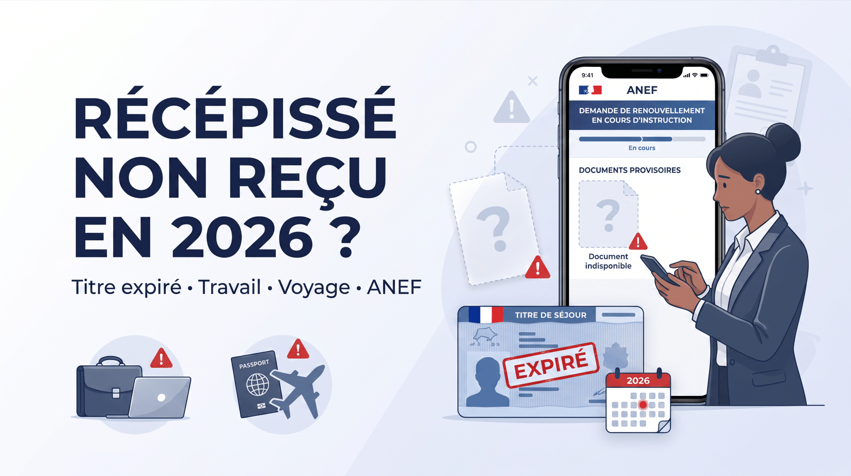 Récépissé non reçu en 2026 : titre expiré, travail, voyage et ANEF