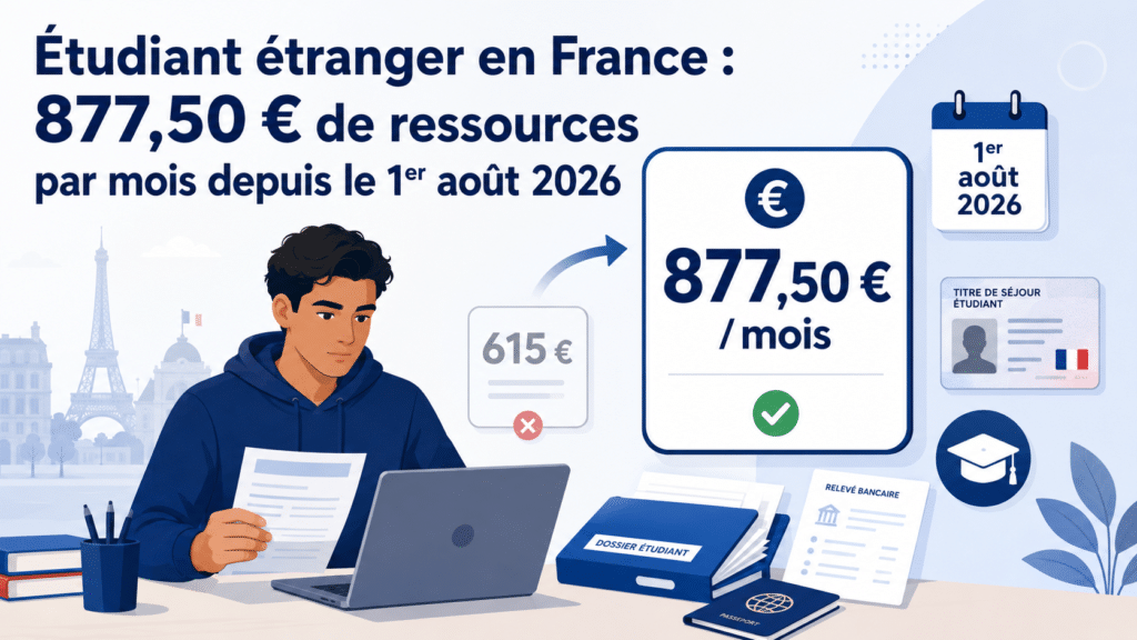 Étudiant étranger en France : 877,50 € de ressources par mois depuis le 1er août 2026