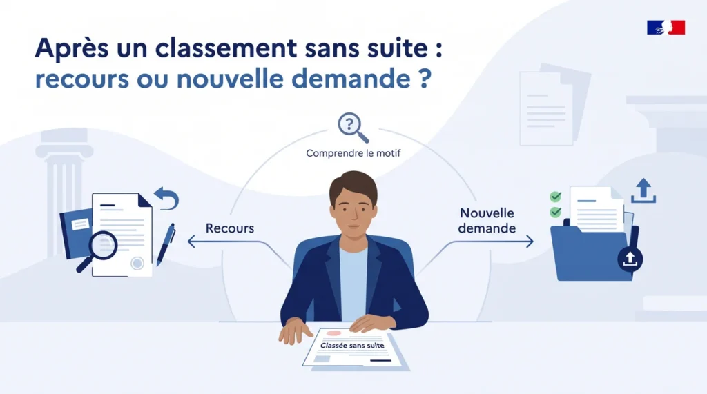 Après un classement sans suite : recours ou nouvelle demande ?