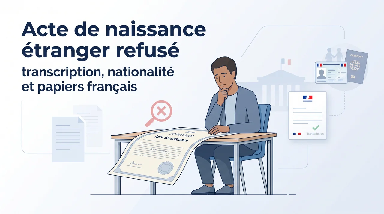 Acte de naissance étranger refusé : transcription, nationalité et papiers français