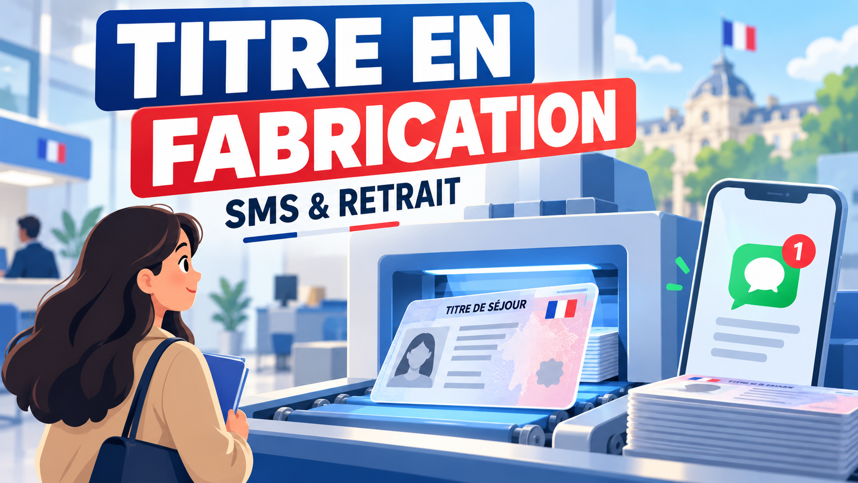 Titre de séjour en fabrication : SMS et retrait de la carte