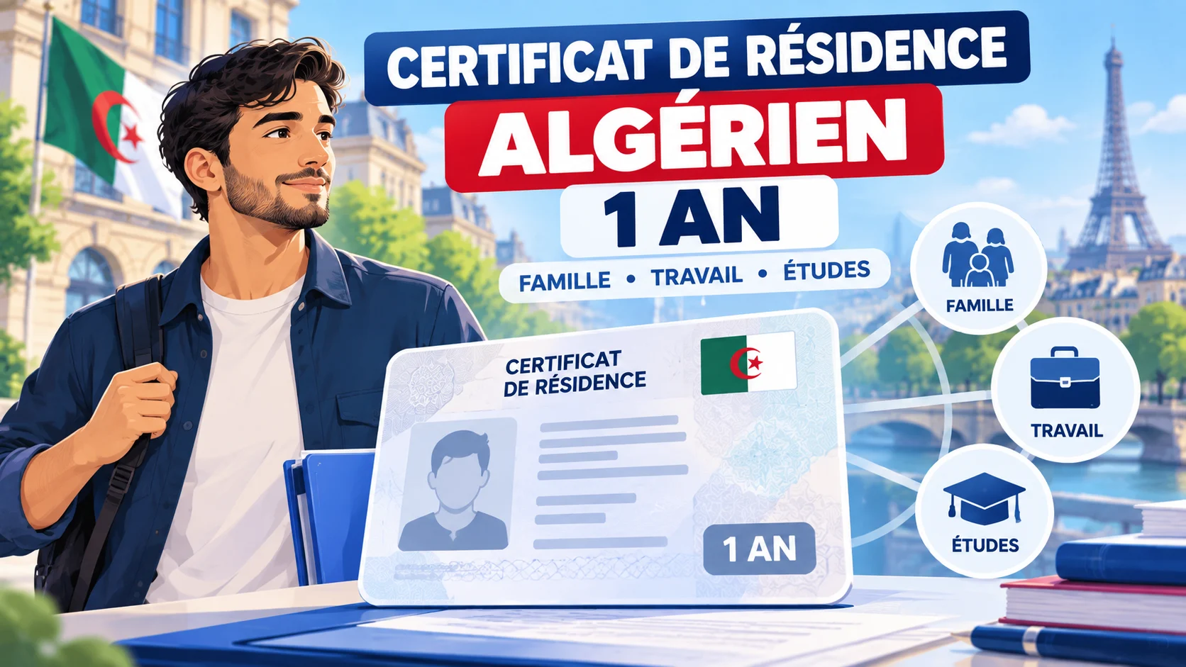 Certificat de résidence algérien 1 an : famille, travail et études