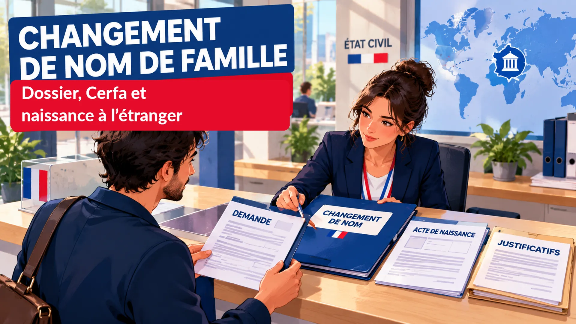 Changement de nom de famille : préparation du Cerfa et des actes d'état civil pour une personne née à l'étranger