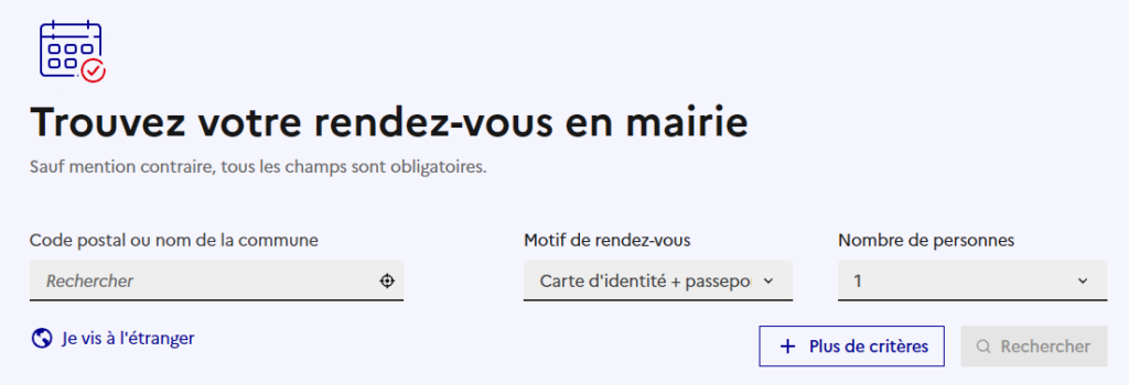 Recherche de rendez-vous en mairie pour une double demande de carte d’identité et de passeport